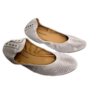 Lucky Brand Echo Womens 8.5/39 Perforated Gray Suede Leather Ballet Flats Shoes